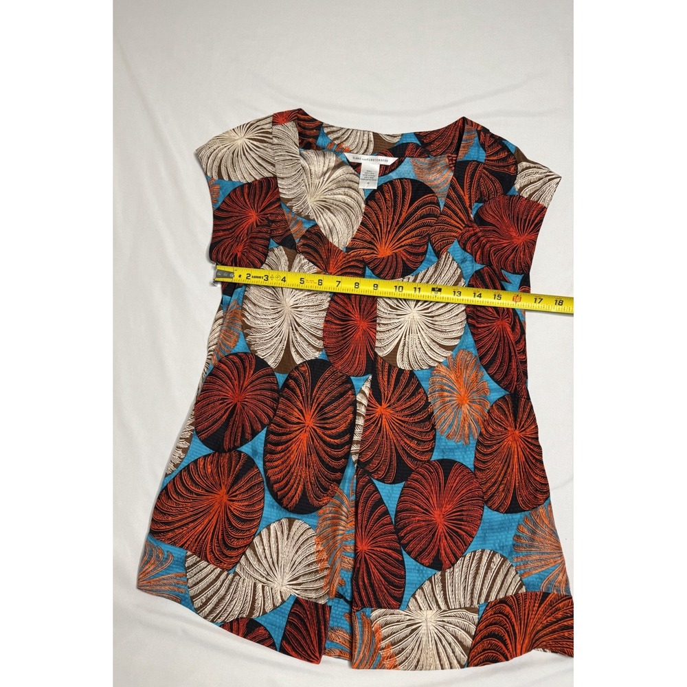 Diane Von Furstenberg‎ Pleat-Front Silk Botanical "Ayu" Blouse Size 10 Tropical - Picture 5 of 5